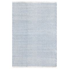 Dash & Albert Herringbone Swedish Blue Cotton Woven Rug DARDA360