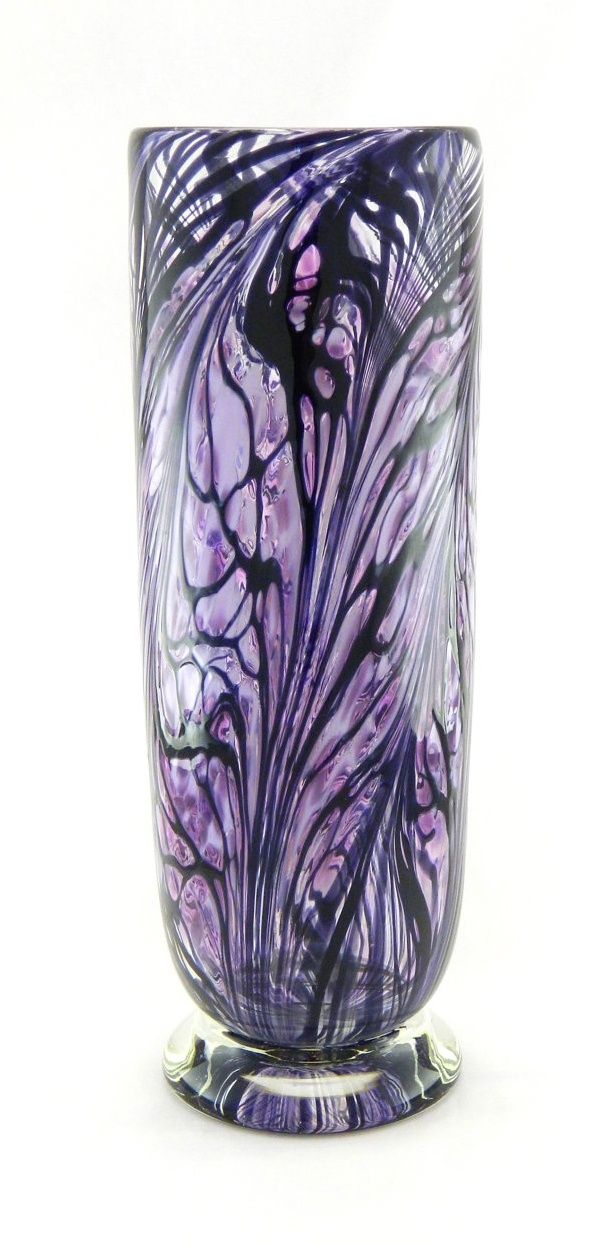 Blown Glass Art | Hand Blown Art Glass Vase - Purple and Black | GLASS.....All K...