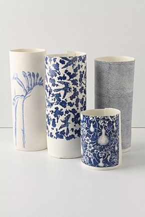 Blue Vases: Paper Sketch Vases, Blue