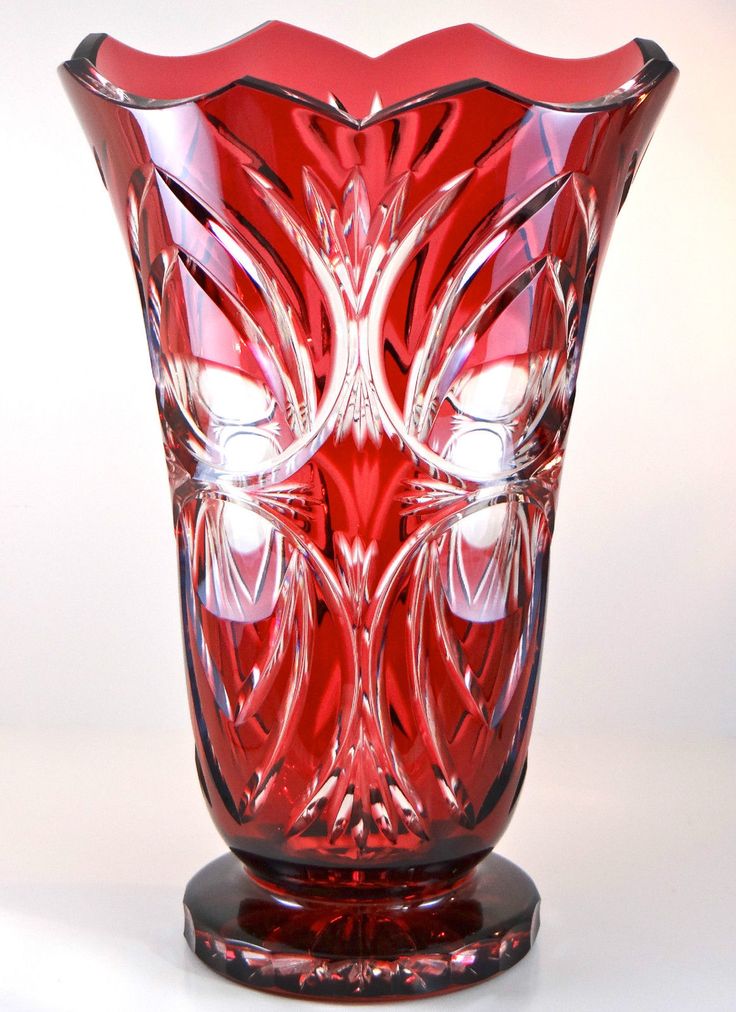 bohemian vase | TOM Bohemia Bohemian Czech Vase in Gold Ruby Cased Cut to Clear ...