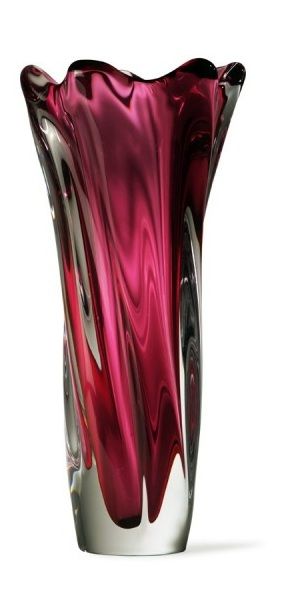 British Designer Art Glass Vase, in a gorgeous fuchsia, over 3,000 beautiful lim...