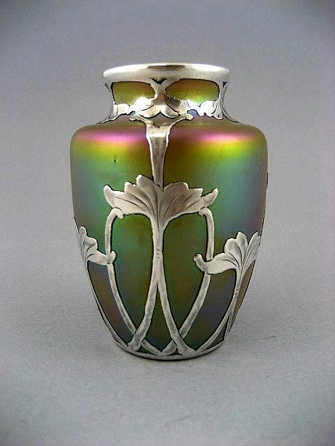 Circa 1900 Loetz Silver Overlay Vase