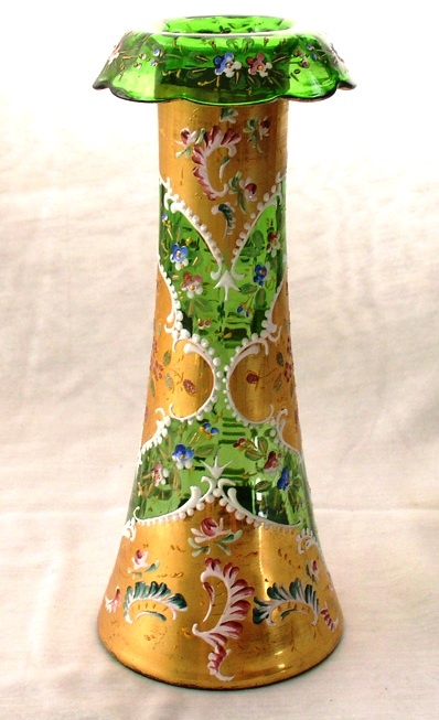 Gorgeous antique vase with exquisite hand-painted gold,  Bohemian glass since th...