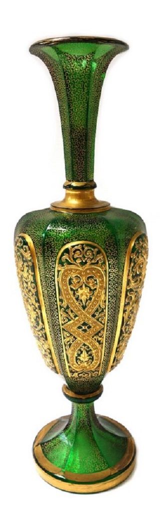 green glass and gilt vase, possibly Lobmeyr, early 20th century