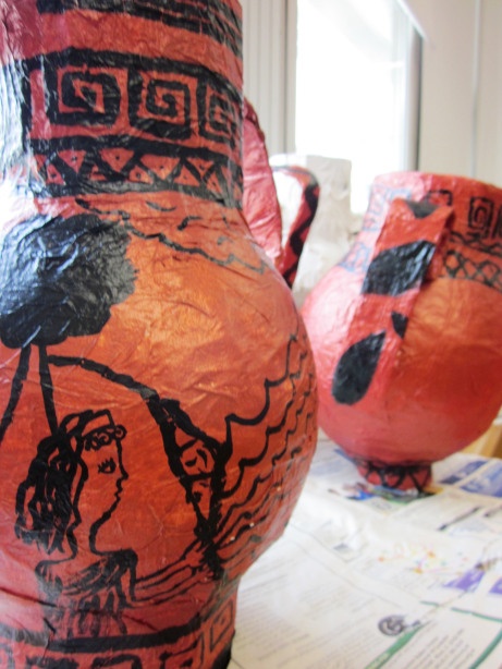 paper mache Greek vases