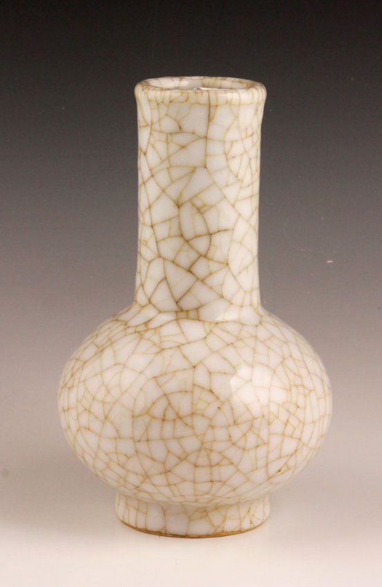 Small white crackle glazed porcelain vase, China, Song Dynasty style, with long ...