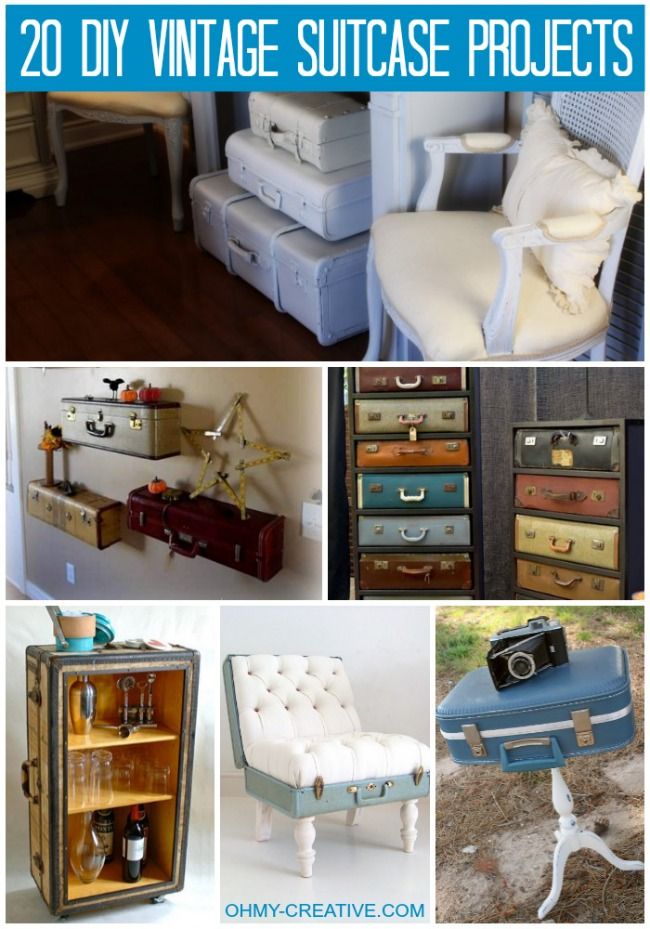 20 DIY Vintage Suitcase Projects  |  OHMY-CREATIVE.COM #VintageSuitcase