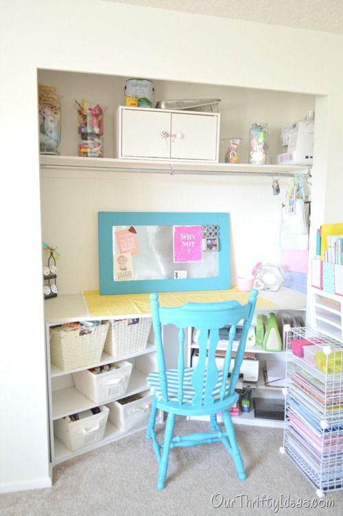 Design a craft room in your bedroom closet. Perfect if you don't have a spar...