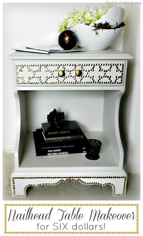 Designer-Inspired Nailhead Table for $6 - Mad in Crafts