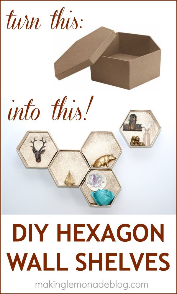 Easy DIY Hexagon Wall Shelves-- so easy, no sawing wood required! www.makinglemo...