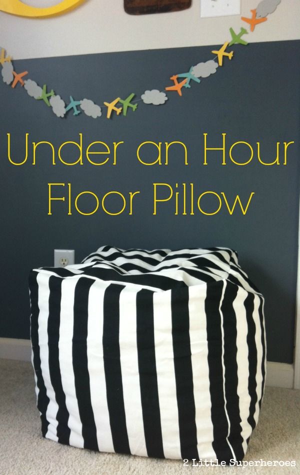 Floor Pillow takes only 2 yards of fabric and less than an hour to make. #pouf #...