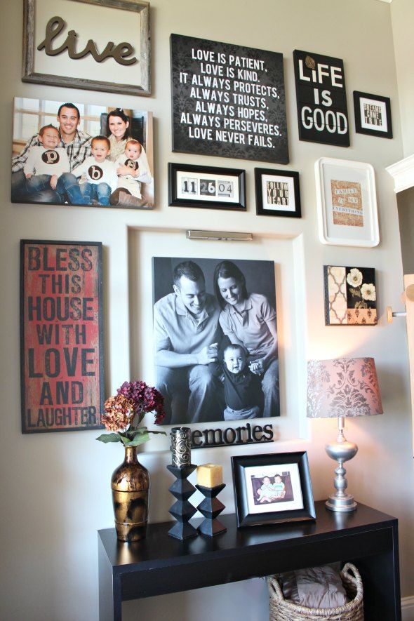 front entryway decorating ideas - how to hang pictures