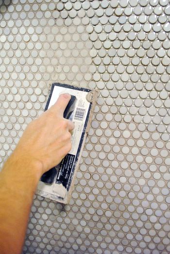 How to Grout Penny Tile| Young House Love