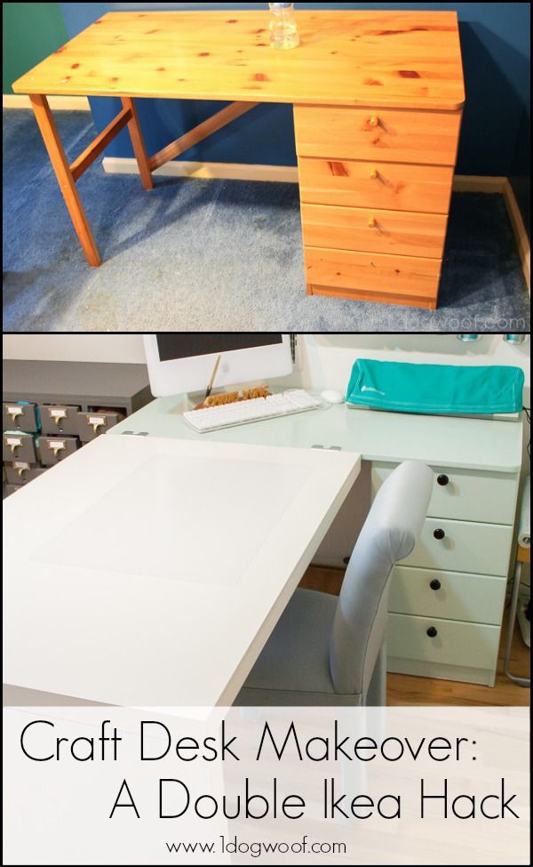 Ikea Hack Craft Desk Makeover.  www.1dogwoof.com