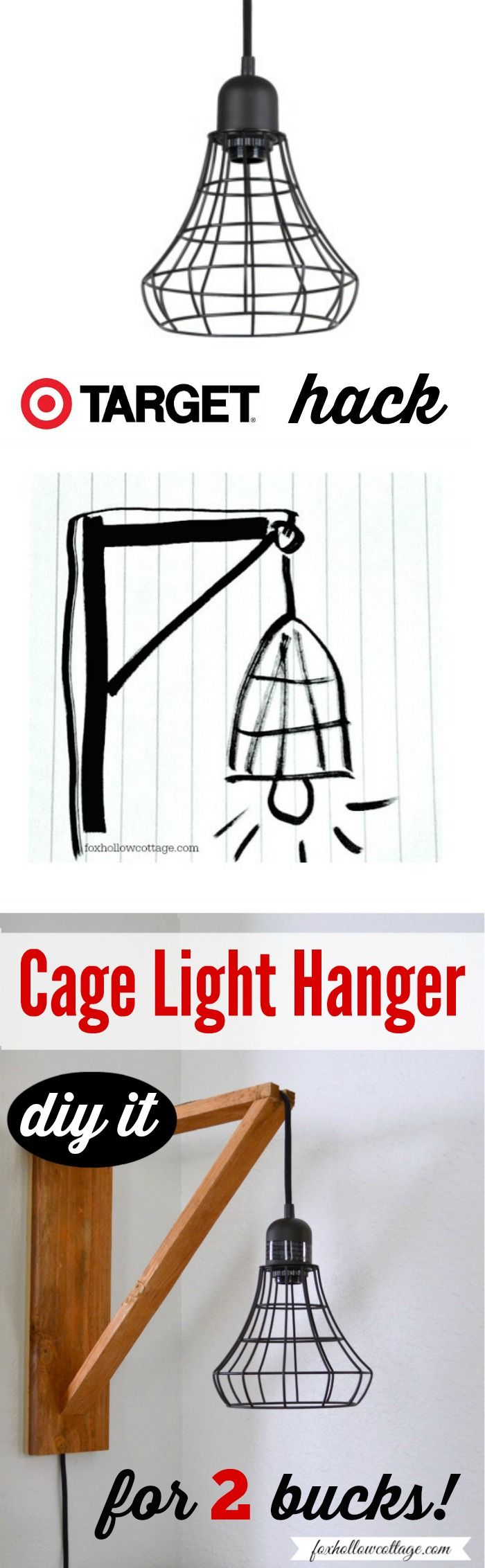 Industrial Pendant Cage Pendant Light Makeover, DIY Wood Wall Hanger Tutorial | ...