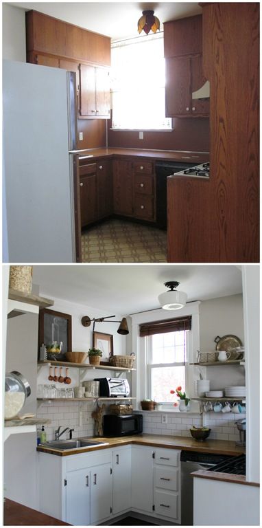 Old kitchen remodel DIY -  done on a very tight budget with a very small space! ...