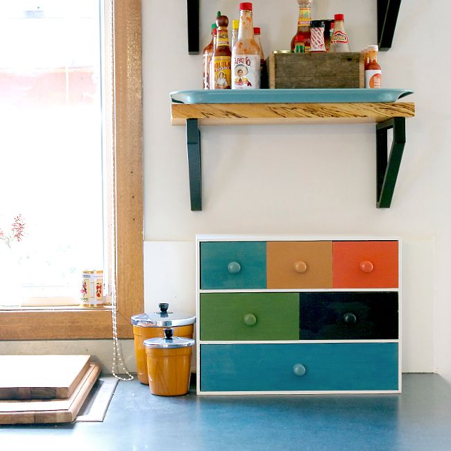 Paint an IKEA storage container to hold tea