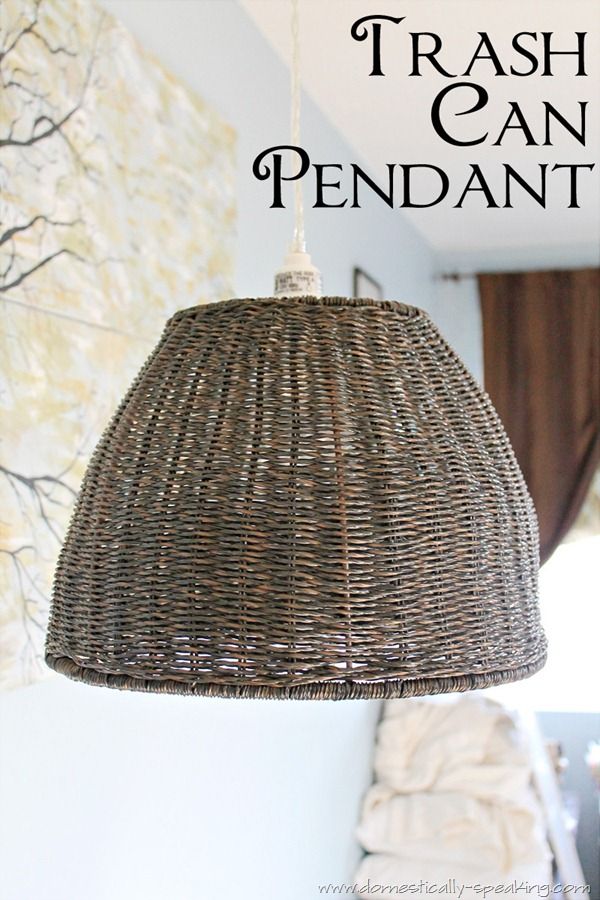 Pendant Light made from a Wicker Trash Can