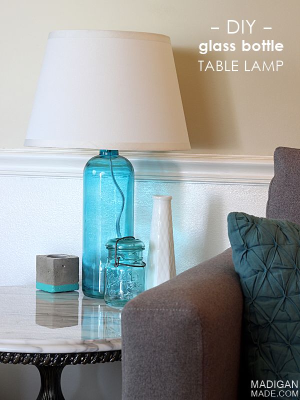 Tutorial: how to make a DIY lamp from a glass bottle or vase (love the color of ...