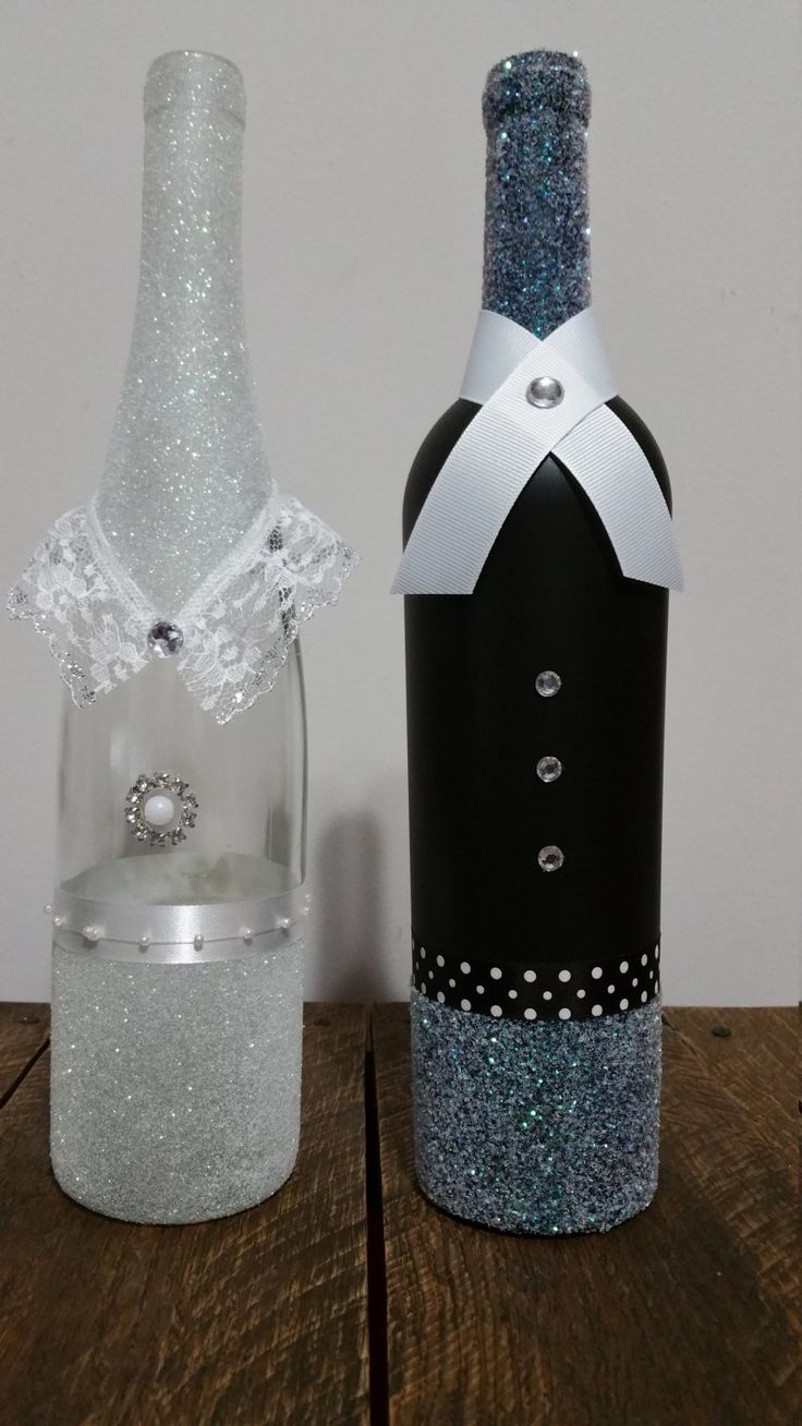 Decorative Bottles : Bride and groom decorated wine bottles - Decor ...