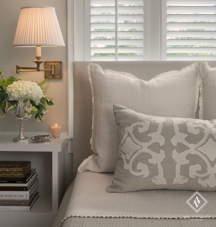 Beautiful White and gray Bedroom | Amy Vermillion Interiors- Historic Charleston...