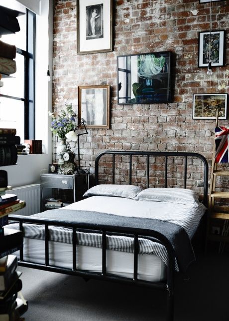 Bedroom,  love the exposed brick wall