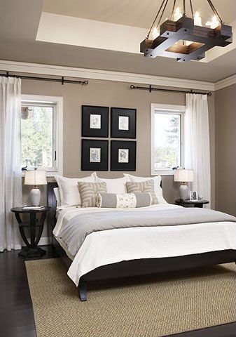 Clean, simple bedroom...I would love windows like this on the sides of our bed! ...