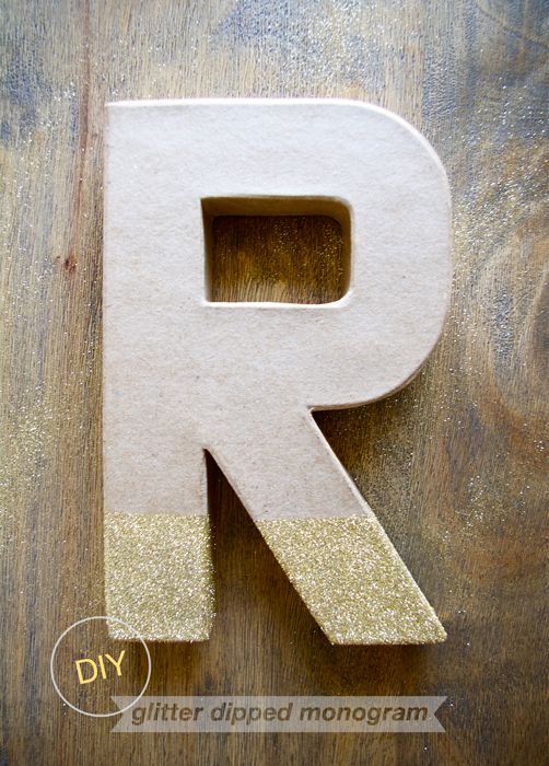 DIY glitter dipped monogram