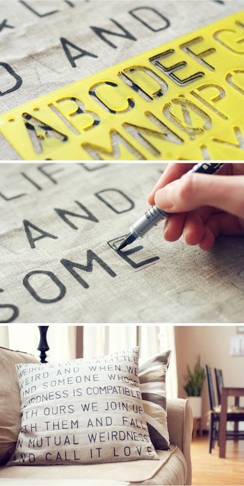 DIY Stencils for Dressers | Stenciled Quote Pillow | Decor Hacks