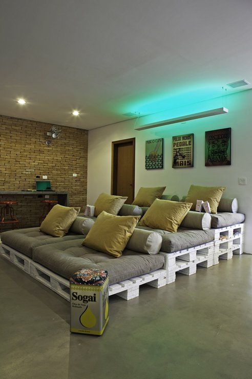 Wow! A media room made entirely of pallets