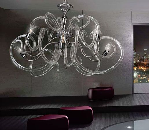 #DailyProductPick Chandelier in glass & chrome from Lighting in Design Inc./Mura...