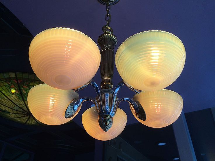 This Art Deco glass chandelier is in the Capp Heritage Vinyards Tasting Room in ...