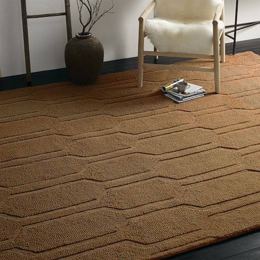 Honeycomb Textured Wool Rug - Sorrel | west elm