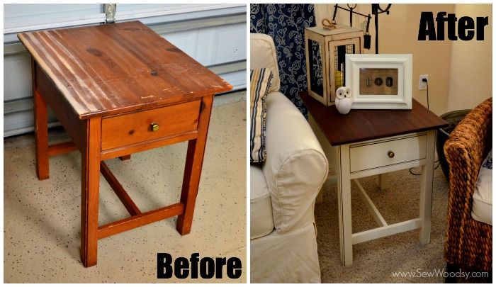 Before and after how to refinish an end table