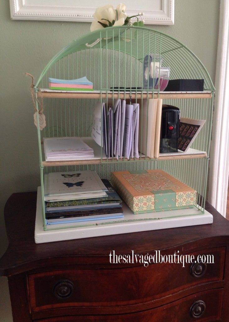 Birdcage desk organizer - How to convert an old birdcage into a desk organizer