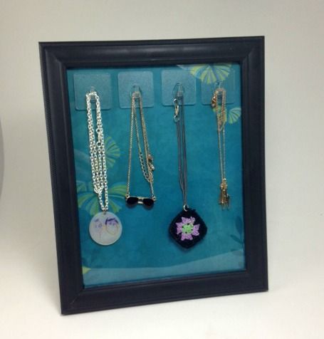 DIY Necklace Stand using a $1 frame - an easy craft for kids to do, and a useful...