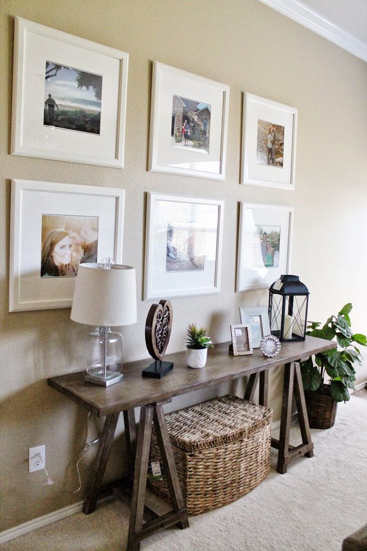 Entry way - Living Room Decor // Ikea Picture Frame Gallery Wall // Sofa Table D...