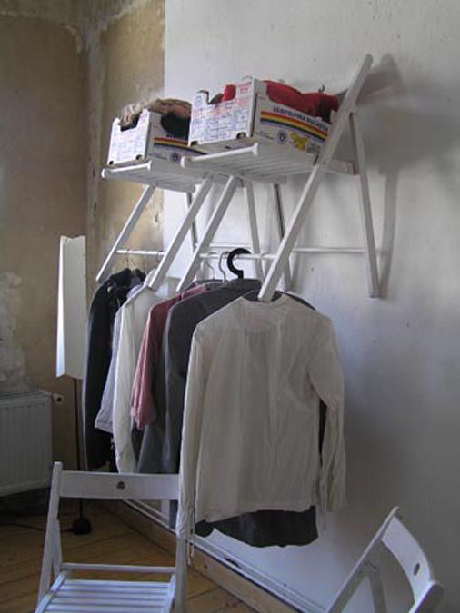 folding chairs for shelves and clothing storage