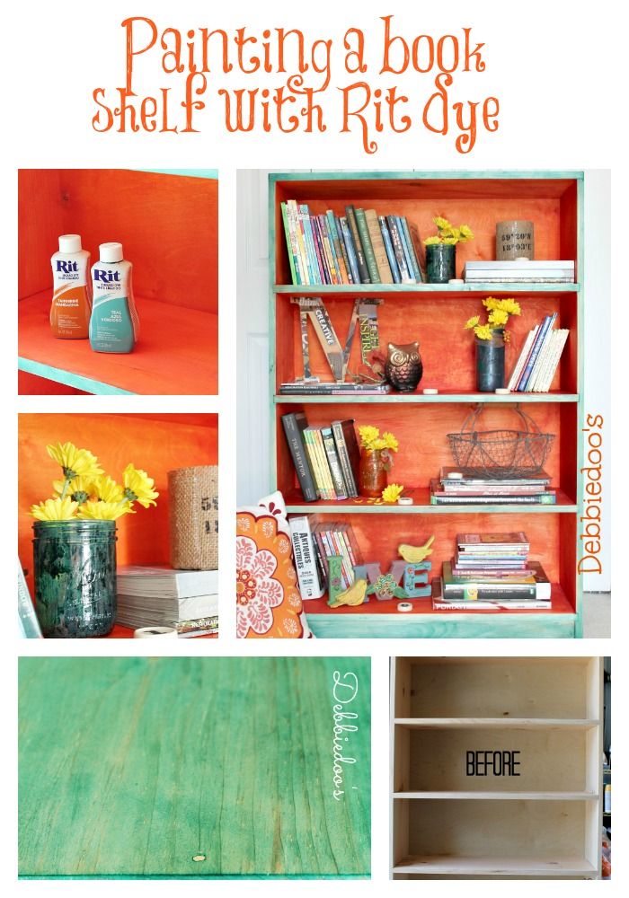 How to paint an untreated wood bookshelf with #ritdye. So easy, cheap and look a...