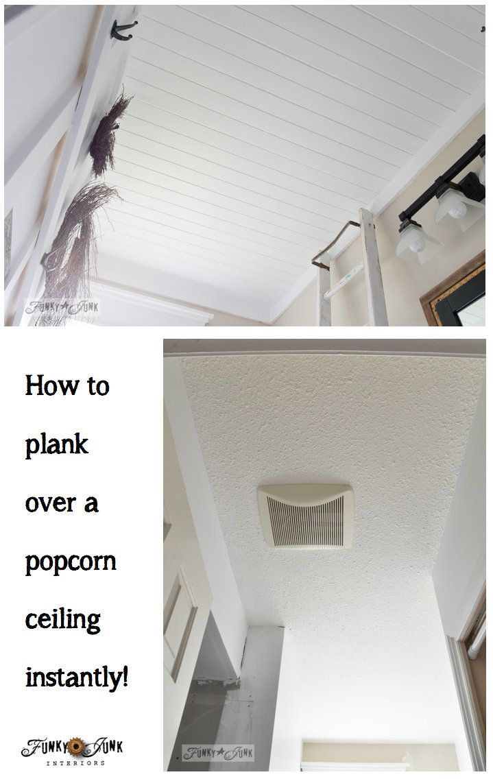 How to plank a popcorn ceiling instantly via FunkyJunkInterior...