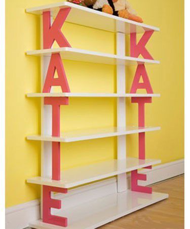 Name Shelf - Paint wood letters and use as shelf supports - great for #kids #bed...