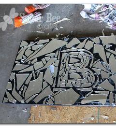 put a broken mirror back together in a monogram then grout it for unique home de...