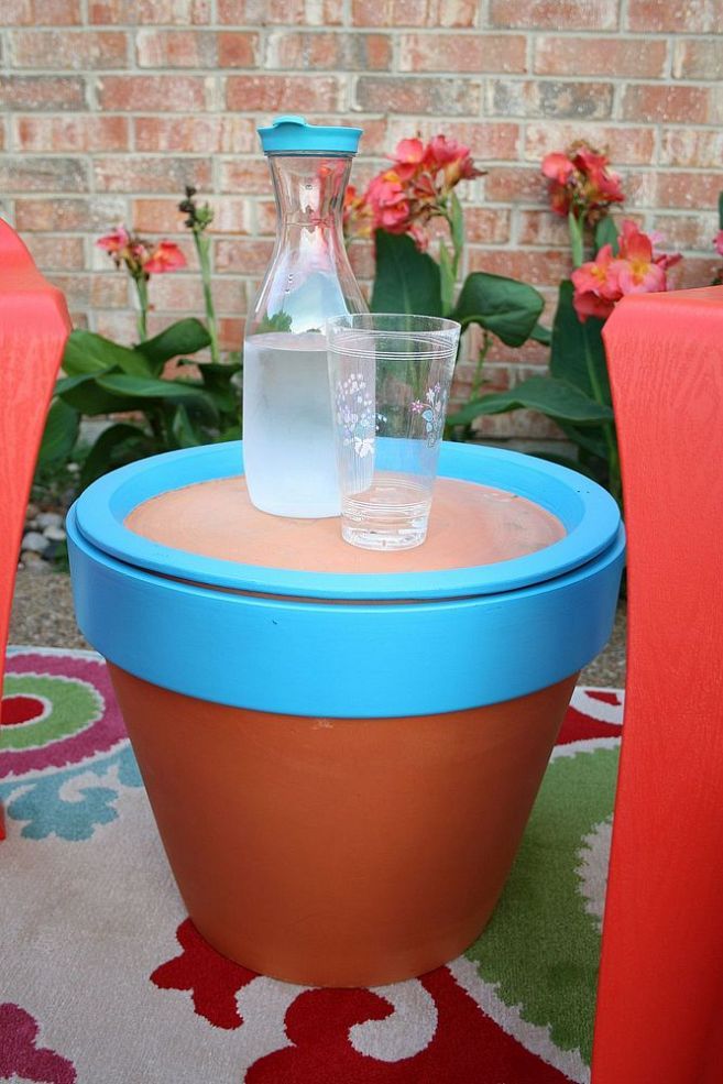 Turn a terra cotta pot into a cute outdoor table!