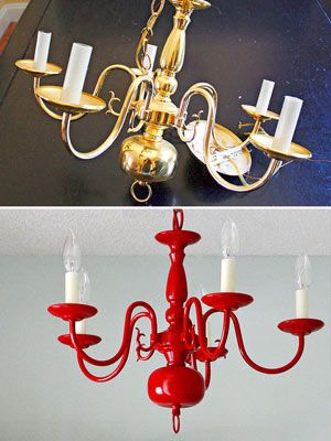 Update an old chandelier using a bright color!
