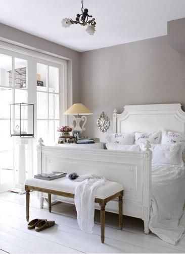 A white & gray bedroom