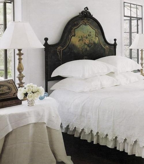 Beautiful bed & bedding  xo--FleaingFrance