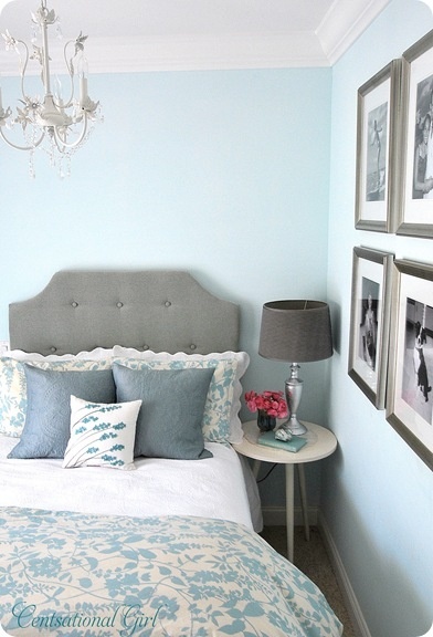 Turquoise and gray bedroom