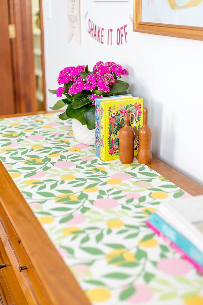 DIY Wallpaper-Embellished Dresser | dreamgreendiy.com + Spoonflower