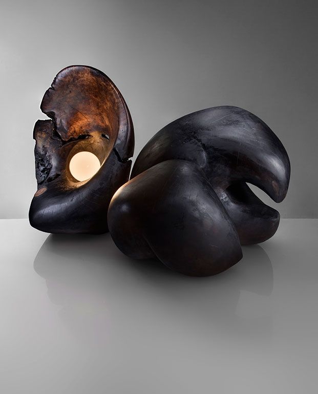 R & Company Explores Natural Influences in Concurrent Exhibitions | Wood lamps b...