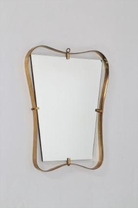 FONTANA ARTE  Wall mirror with brass frame, for Fontana